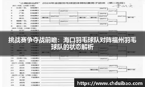 挑战赛争夺战前瞻：海口羽毛球队对阵福州羽毛球队的状态解析